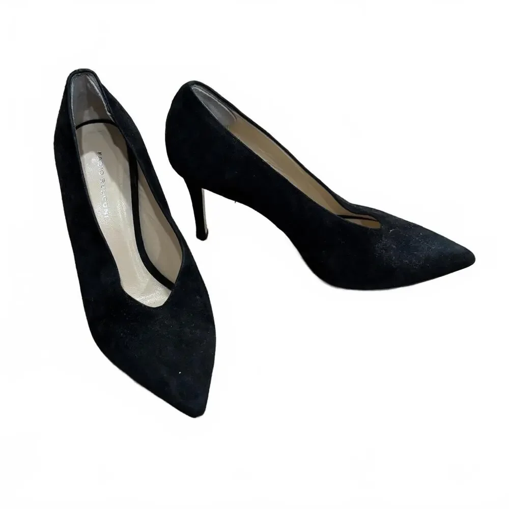 Fabio Rusconi Black Suede Pointed Toe Heels |‎ Made in Italy | Size 39 US 9